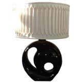 A Very Large Black Swirl Form Ceramic Lamp