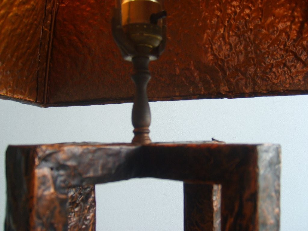 A Hammered Copper Clad Lamp and Shade by Edward J. Pullman 1
