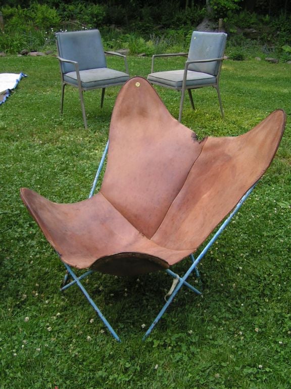 A Pair of Saddle Leather Buterfly Chairs