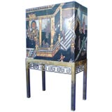 A DAVID HICKS CHINOISERIE CABINET ON STAND
