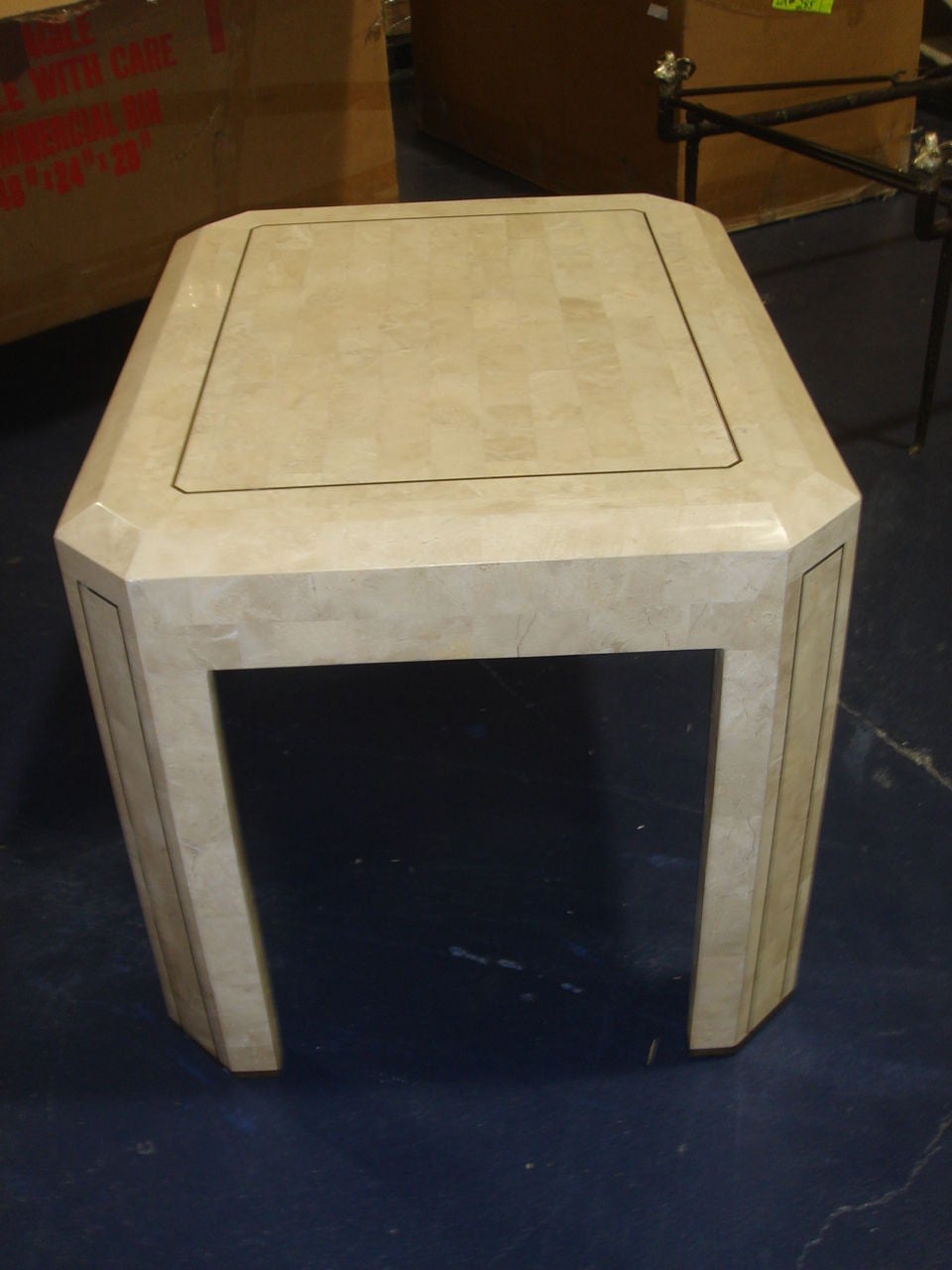 A Maitland Smith Stone Tile and Brass-inlaid End Table 3