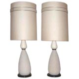 A Pair of 60's Sculptured Black & White Lamps
