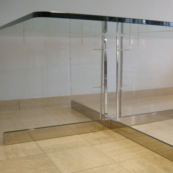 1970's Glass, Lucite & Chrome Dining Table