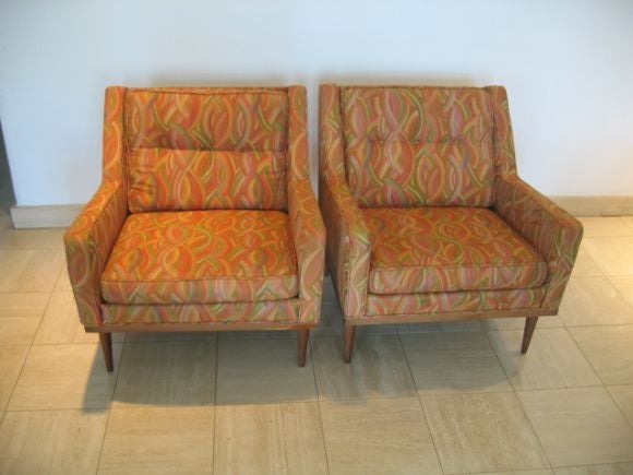 A pair of MILO BAUGHMAN Thayer Coggin 1970's Upholstered Chairs
