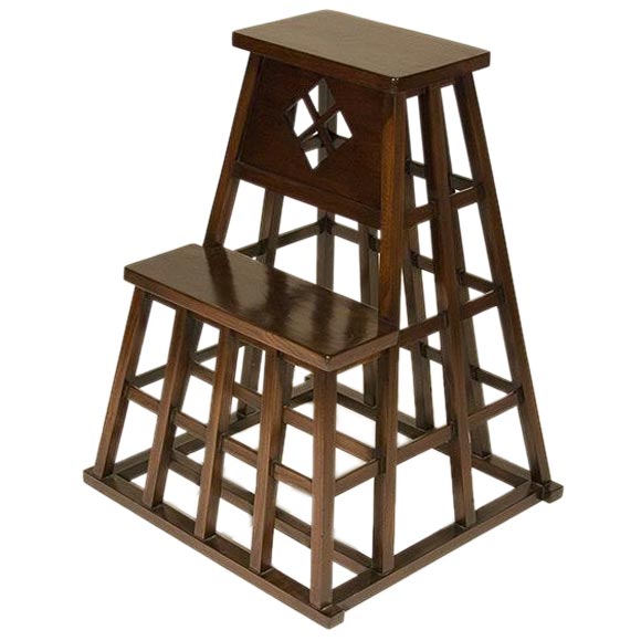 JAPANESE DARK ELM STEP LADDER
