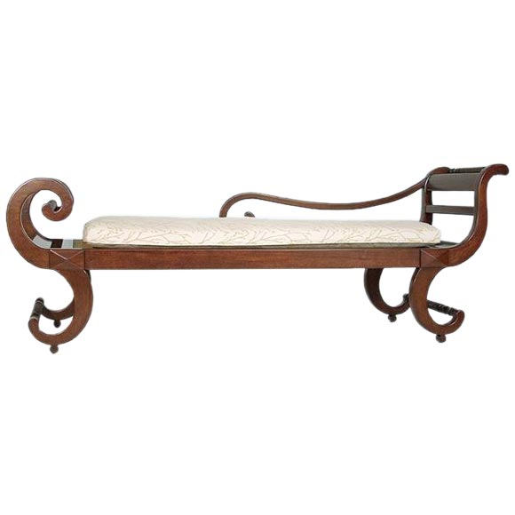 A PORTUGESE COLONIAL MAHOGANY CHAISE For Sale
