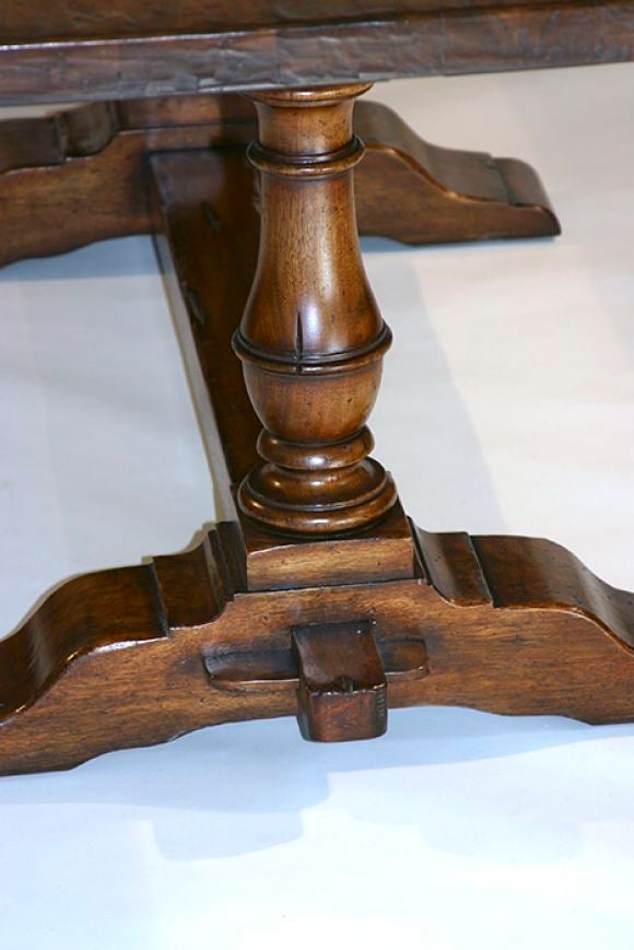 Tuscan Style Walnut Trestle Dining Table