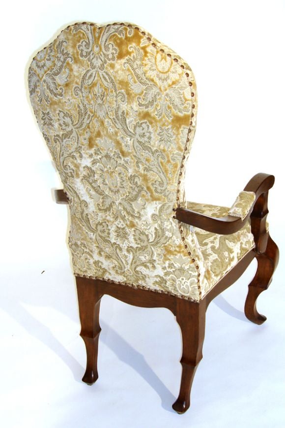 18th Century and Earlier Queen Anne Style Cartouche Back Arm Chair For Sale