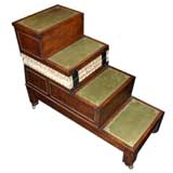 Antique A Hansome Walnut and Leather Bench/Library Steps