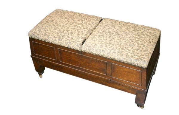 A Hansome Walnut and Leather Bench/Library Steps