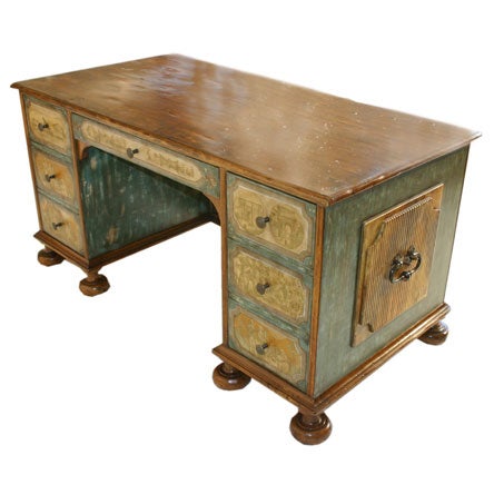 THE NORMAND DECOUPAGE AND FAUX PAINTED DESK For Sale