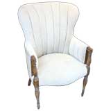 A Handsome Walnut Wingback Chair