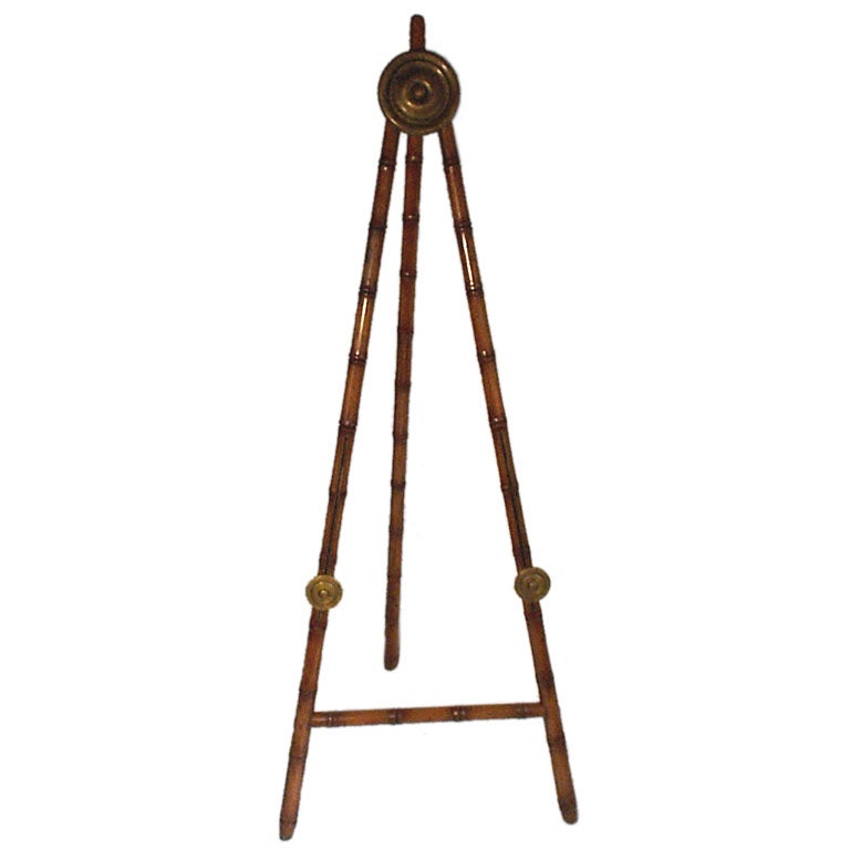 THE MEDALLION FAUX BAMBOO EASEL WITH ADJUSTABLE BRASSES For Sale