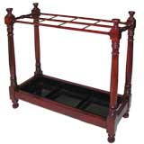 A HANDSOME ENGLISH REGENCY STYLE MAHOGANY, BRASS AND TOLE UMBREL