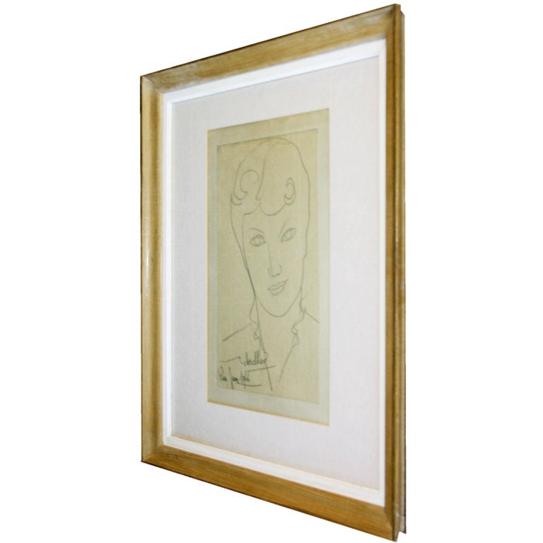 A German Pencil Drawing of a woman For Sale