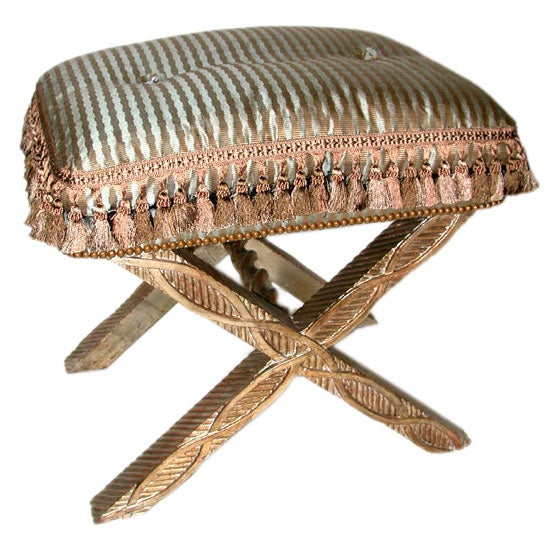 A FRENCH X-FORM SILVER GILT BENCH For Sale