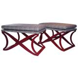 A PAIR OF GUY FRANCAIS X-FORM BENCHES