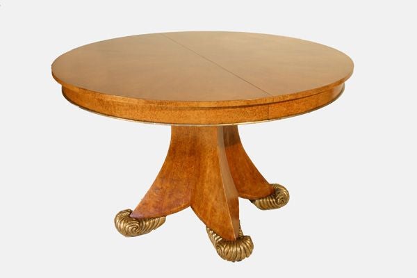 Swedish Biedermeier Style Karelian Birch Expanding Center Table