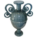 Giacometti Style Blue Glaze Urn