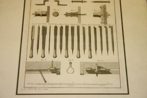 French Engraving of Carpenters Tools