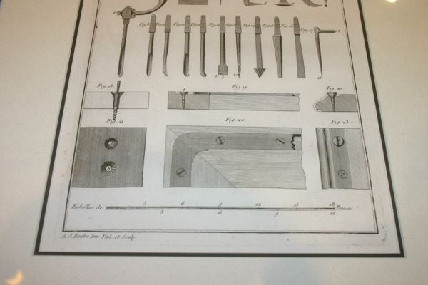 Engraving of 19th C Carpetners Tools