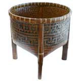 Vintage Four Legged Chinese Woven Urn