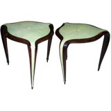 Pair of Magnificent Shagreen and Rosewood Sidetables