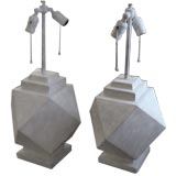 Pair of Great Geometrical French Plaster Lamps