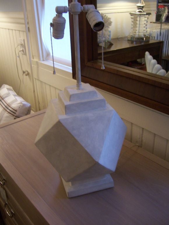 Pair of Great Geometrical French Plaster Lamps
