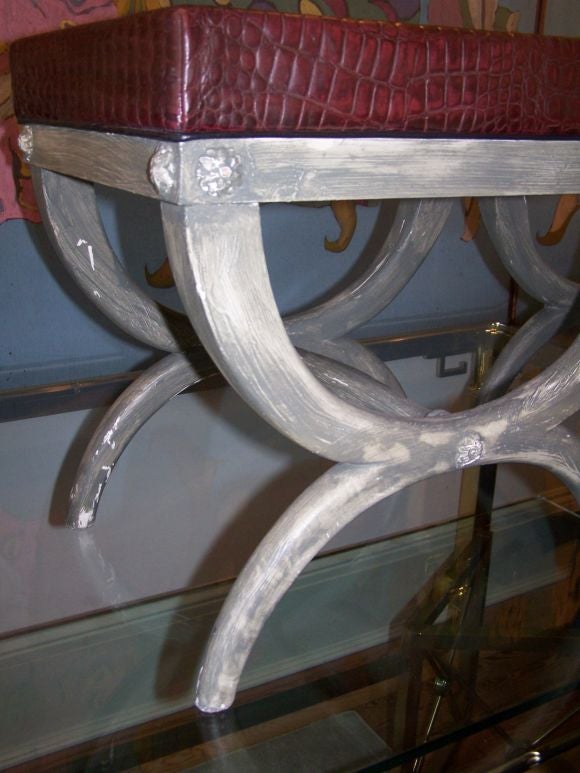 Pair of Great Faux Alligator "X" shaped Stools
