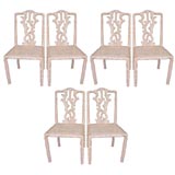 Set of Six Italian Carved Hardwood Coral Branch Chairs