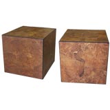 A Pair of  Burled Wood Cubes