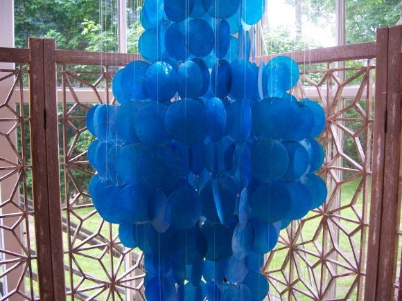 blue capiz shell chandelier