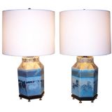 Beautiful Reverse Painted Lamps in Equestrian Theme