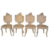 Set of Four Gorgeous Wood Carved Chairs by LaVerne Studio