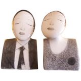 Massive Ceramic Busts of a Married Couple