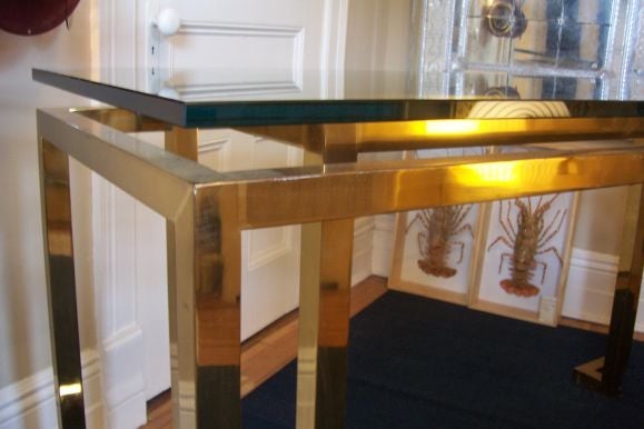 Karl Springer Floating Glass on Brass Console