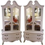 Vintage Pair of French Provincial Armoires in White