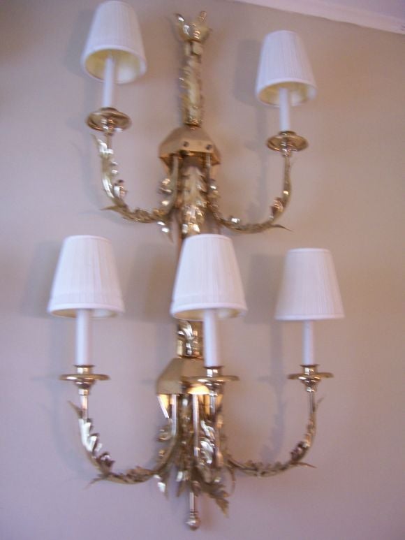 Oversized Gilded Metal Applique Sconces (2 pairs avail)
