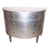Pair of 1940's Demi -lune  Commodes in Silver Leaf