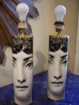 Spectacular Fornasetti Mirror-Image Table Lamps