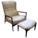 Modernist Wingback Armchair + Ottoman