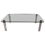 A Rectangular Lucite, Glass and Bronze Cocktail Table