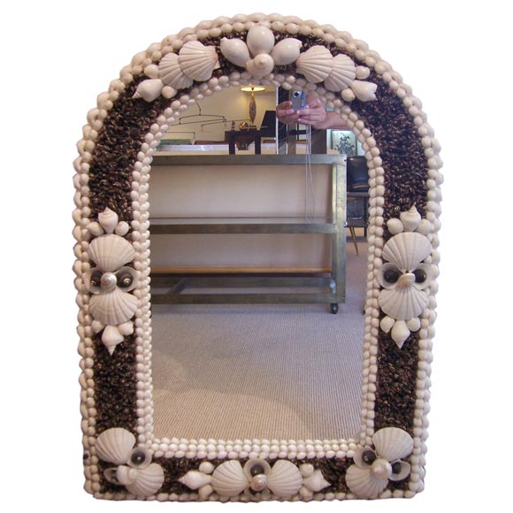 A Vintage Shell Decorated Mirror For Sale