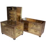 A Set of Three Polished Brass Studded Chests - SOLD INDIVIDUALLY