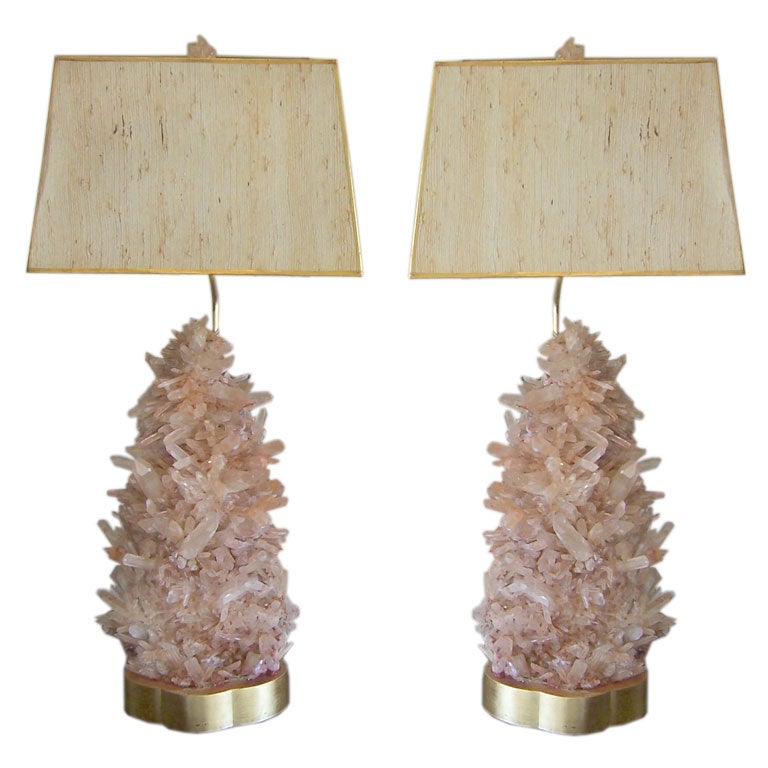 A Massive Pair of Madagascar Oxidized Quartz Lamps