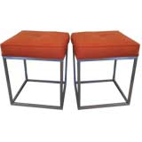 A Pair of Aluminum Cubed Benches