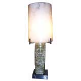 Vintage An Important Alabaster and Jade Table Lamp