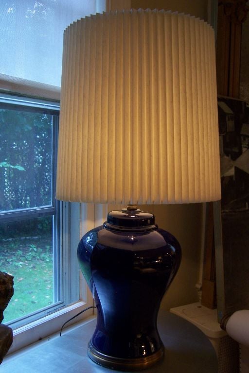 Mid-20th Century A Pair of Cobalt Blue Ginger Jar Table Lamps