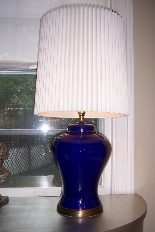 American A Pair of Cobalt Blue Ginger Jar Table Lamps